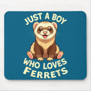 Lustiger Junge liebt Frettchen Süßes Tier Mousepad
