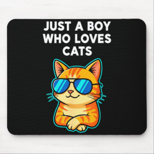 Lustiger Junge liebt Katzen Mousepad