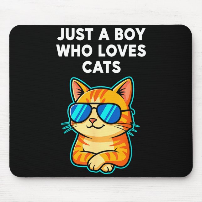 Lustiger Junge liebt Katzen Mousepad (Vorne)