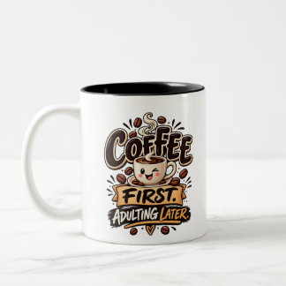 Lustiger Kaffee Erst später Erwachsenwerden Zweifarbige Tasse