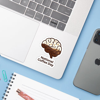 Lustiger Kaffee Gehirn Energie Nationaler Kaffeeta Aufkleber