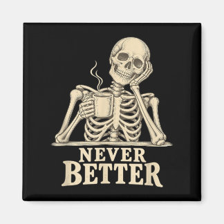 Lustiger Kaffee-Skelett-Gotik-Halloween-Koffein Magnet