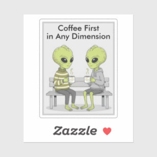Lustiger Kaffee und Aliens Aufkleber