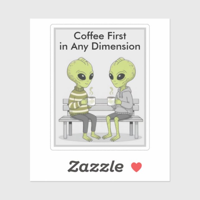 Lustiger Kaffee und Aliens Aufkleber (Blatt)