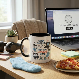 Lustiger Kaffeebecher für das Überleben im Homeoff Tasse