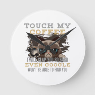 Lustiger Kaffeeliebhaber - Katzen Humor Runde Wanduhr