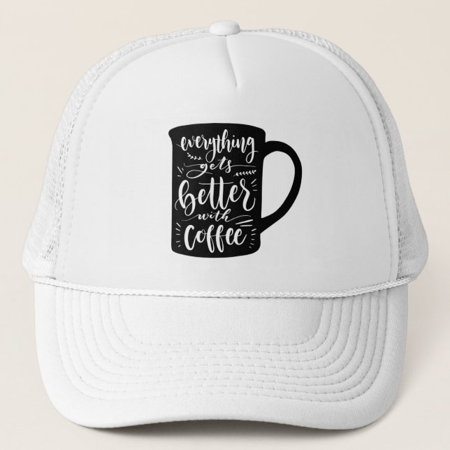 Lustiger Kaffeetrinker Java, Latte Koffein Zitat Truckerkappe (Vorderseite)