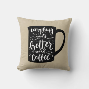 Lustiger Kaffeeverrückter Java, Koffein Beige Brau Kissen
