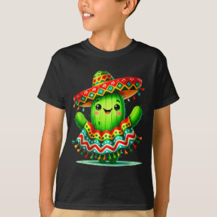 Lustiger Kaktus-Poncho Cinco de Mayo Jungen Kinder T-Shirt