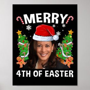 Lustiger Kamala Harris Weihnachten Santa Hut Frohe Poster