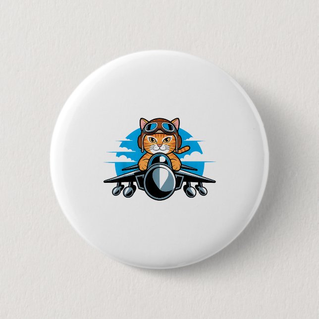 Lustiger Kampfjet Katzenloser Luftfahrthumor Für K Button (Vorderseite)
