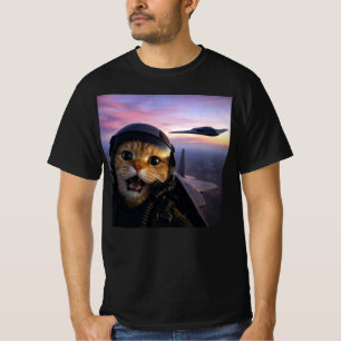 Lustiger Kampfjetpilot Katze , Vintage Katzenkrieg T-Shirt