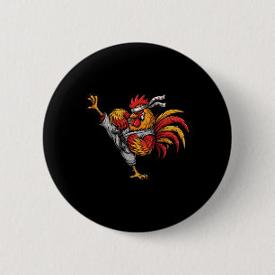 Lustiger Kampfsport Hahn MMA Kickkämpfer Karate Button