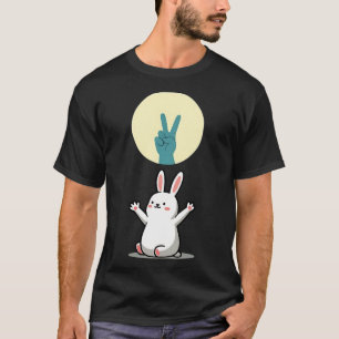 Lustiger Kaninchen-Handschattenspiel Humor Pop-Art T-Shirt