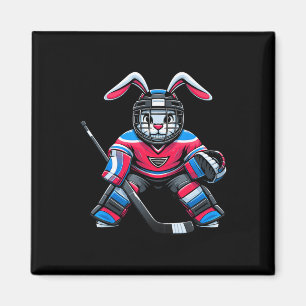 Lustiger Kaninchen Hockey Hase Ostern Männer Junge Magnet
