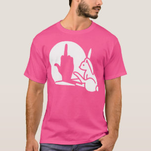 Lustiger Kaninchen Schatten Hand Mittelfinger Zeic T-Shirt