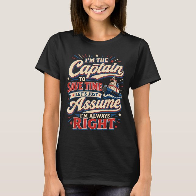 Lustiger Kapitän Boot Crew  T-Shirt (Vorderseite)