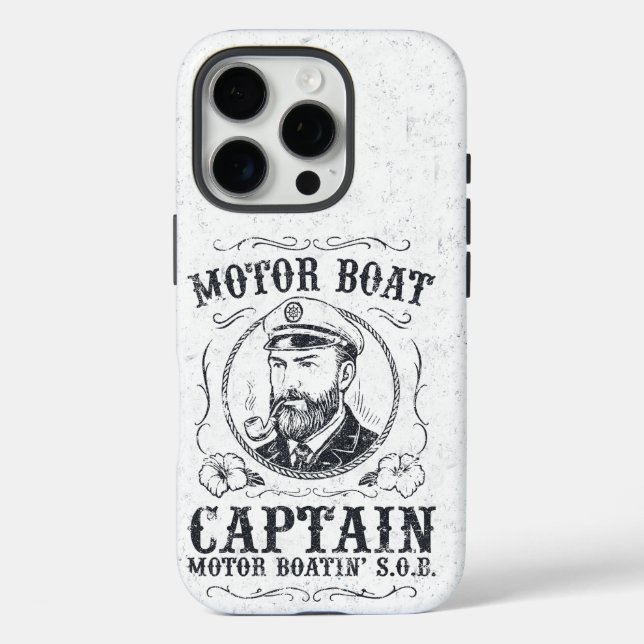 Lustiger Kapitän eines Motorboots, Pontoonbootfahr Case-Mate iPhone Hülle (Rückseite)