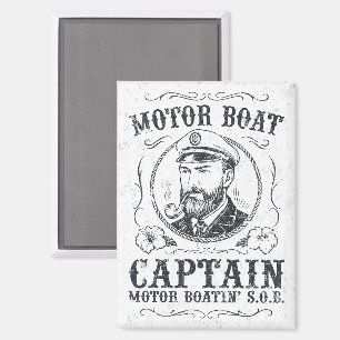 Lustiger Kapitän eines Motorboots Pontoonbootfahre Magnet