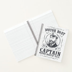 Lustiger Kapitän eines Motorboots Pontoonbootfahre Notizbuch