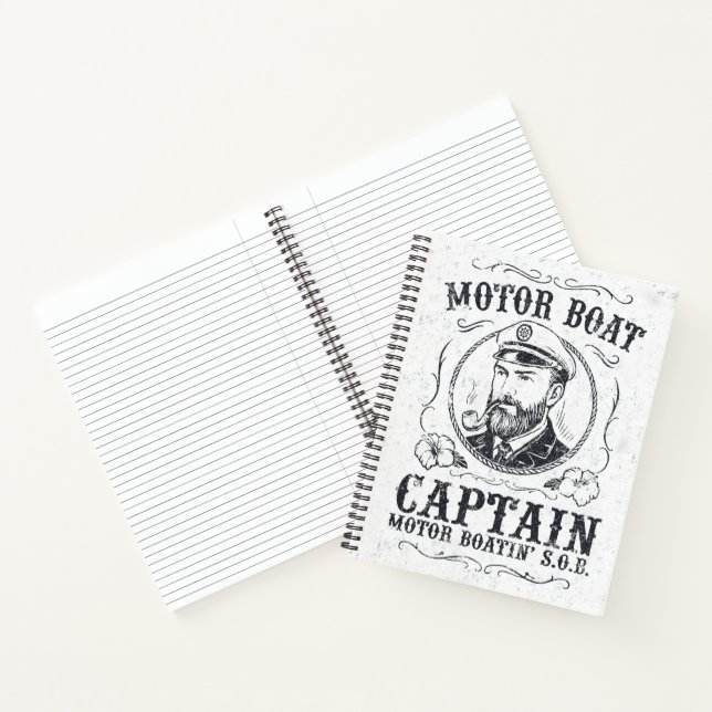 Lustiger Kapitän eines Motorboots Pontoonbootfahre Notizbuch (Innenseite)