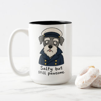 Lustiger Kapitän Schnauzer Salzig Aber Pawsome Zweifarbige Tasse