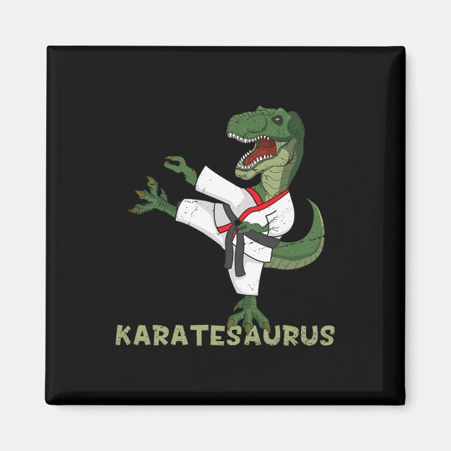 Lustiger Karate Dinosaur Karatesaurus T-rex Grafik Magnet (Vorne)