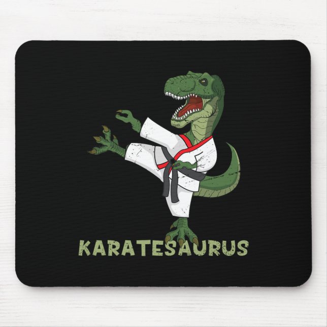 Lustiger Karate Dinosaur Karatesaurus T-Rex Grafik Mousepad (Vorne)