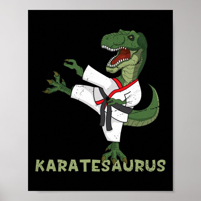 Lustiger Karate Dinosaur Karatesaurus T-Rex Grafik Poster (Vorne)