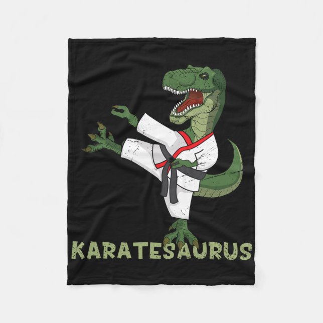 Lustiger Karate-Dinosaurier Karatesaurus T-Rex Gra Fleecedecke (Vorderseite)