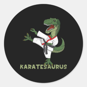 Lustiger Karate-Dinosaurier Karatesaurus T-Rex Gra Runder Aufkleber