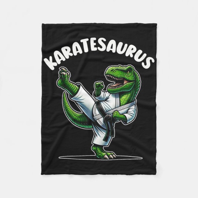 Lustiger Karatesaurus Dinosaurier T Rex In Karate  Fleecedecke (Vorderseite)
