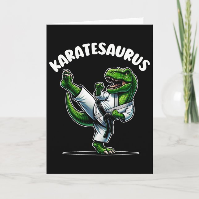Lustiger Karatesaurus Dinosaurier T Rex In Karate  Karte (Vorderseite)