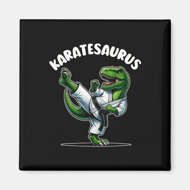 Lustiger Karatesaurus Dinosaurier T Rex In Karate  Magnet (Vorne)