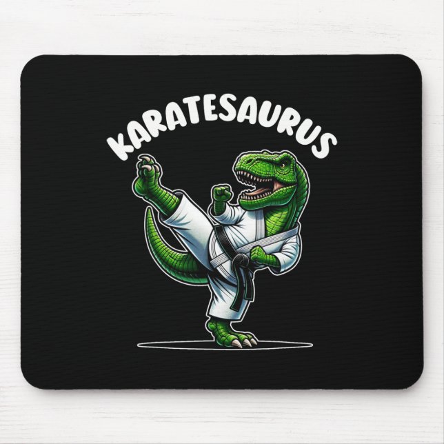 Lustiger Karatesaurus Dinosaurier T Rex In Karate  Mousepad (Vorne)