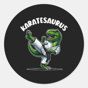 Lustiger Karatesaurus Dinosaurier T Rex In Karate Runder Aufkleber