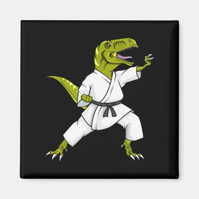 Lustiger Karatesaurus T-Rex Dinosaur Karate Samura Magnet (Vorne)