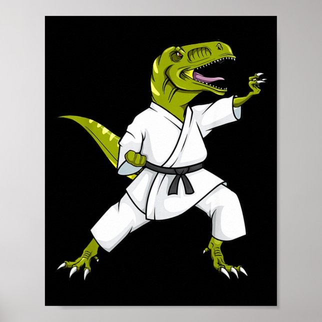 Lustiger Karatesaurus T-Rex Dinosaur Karate Samura Poster (Vorne)
