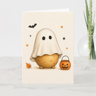 Lustiger Kartoffelgeist Frohes Halloween Karte