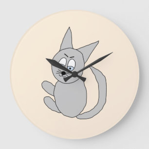 Lustiger Kater Hugo Große Wanduhr