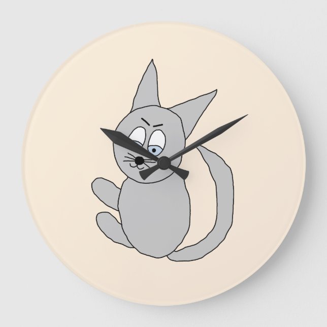 Lustiger Kater Hugo Große Wanduhr (Vorderseite)