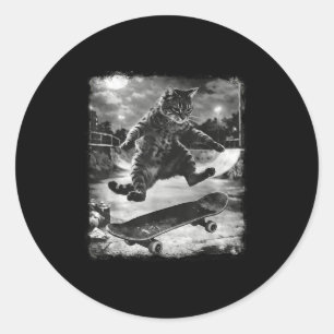 Lustiger Katze Skateboarding Street Meme Männer Fr Runder Aufkleber