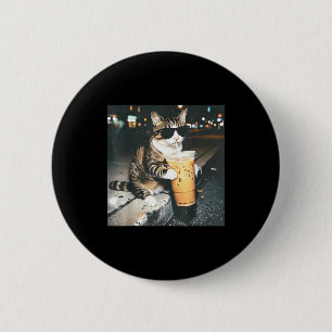 Lustiger Katze trinkt Eiskaffee lustiger Katzenlie Button