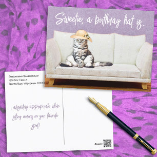 Lustiger Katzen-Blumen-Sonnenhut Individuelle Gebu Postkarte
