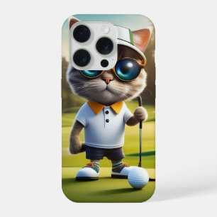 Lustiger Katzen-Golfspieler, iPhone 15 Pro Hülle