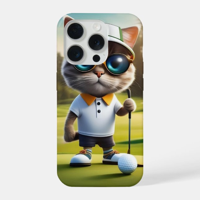 Lustiger Katzen-Golfspieler, iPhone Hülle (Rückseite)