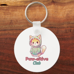Lustiger Katzen-Paw‑sitive-Club – Süße Hoodie-Katz Schlüsselanhänger