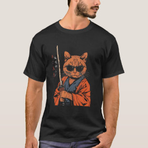 Lustiger Katzen-Samurai Japanische Tierliebhaber J T-Shirt