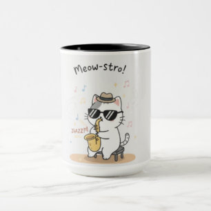 Lustiger Katzen Saxophonspieler Jazz Tasse