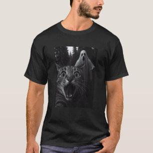 Lustiger Katzen-Tierliebhaber-Geist-Selfie-Hallowe T-Shirt